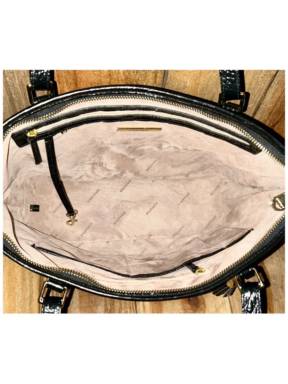 BRAHMIN. Asher Leather Croc Embossed Melbourne Tote with Free Scarf & Dust Bag.